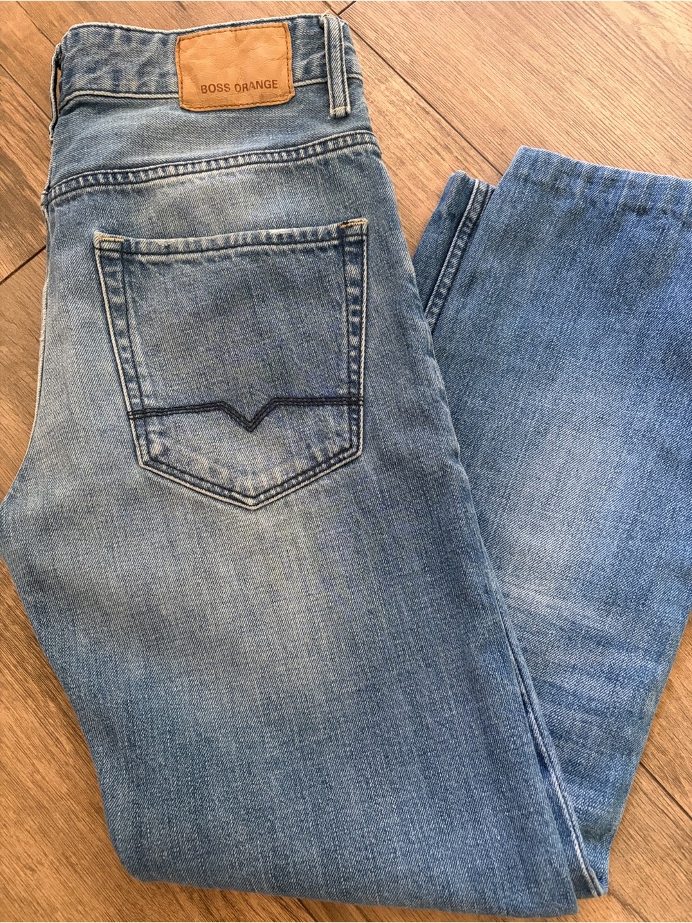 Boss Hugo Distressed Light Blue Straight Jeans